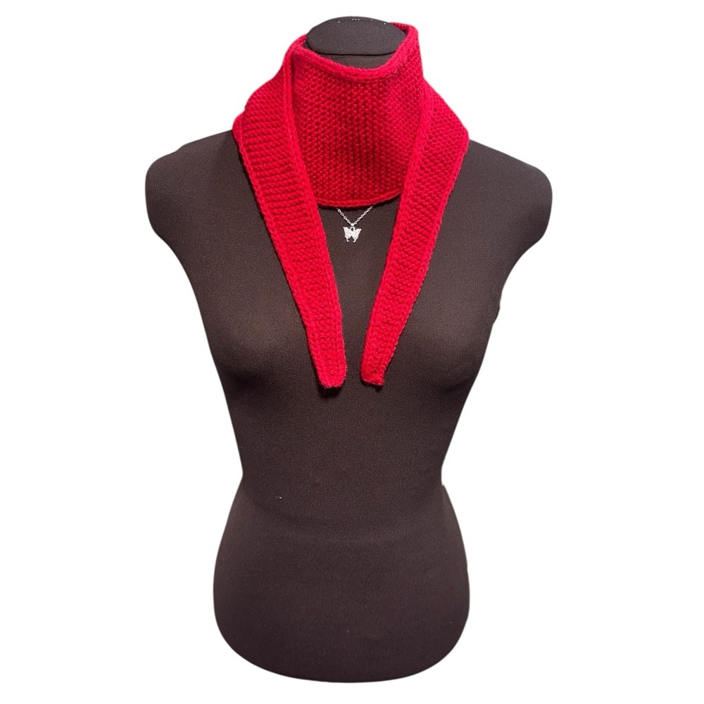 Sophie Scarf Red Cashmere Neck Warmer Hand Knit Women Neckerchief Soft Cozy